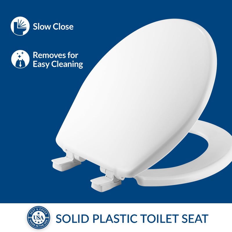 Bemis 730SLEC Slow Close Toilet Seat, Easy Clean Hinges and Durable Plastic Seat, Made in USA, Round, White - Image 2